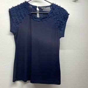 Ruffle shoulder size medium, navy blue keyhole back